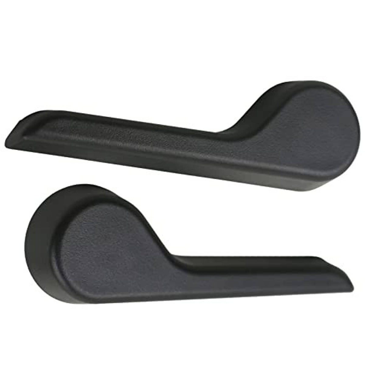 Black seat recliner handle lever pair with curved textured grips for front left and right.