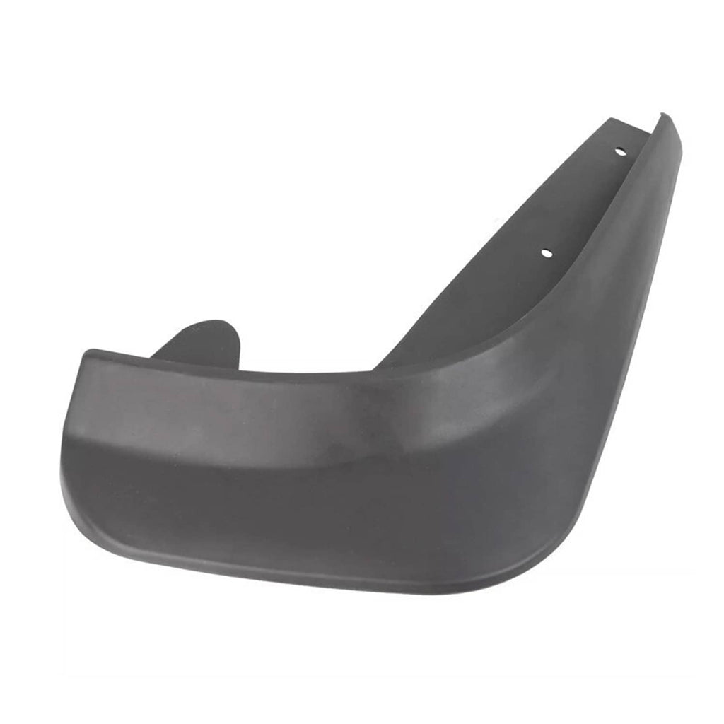 Single dark gray rear mud flap with curved splash guard and mounting holes
