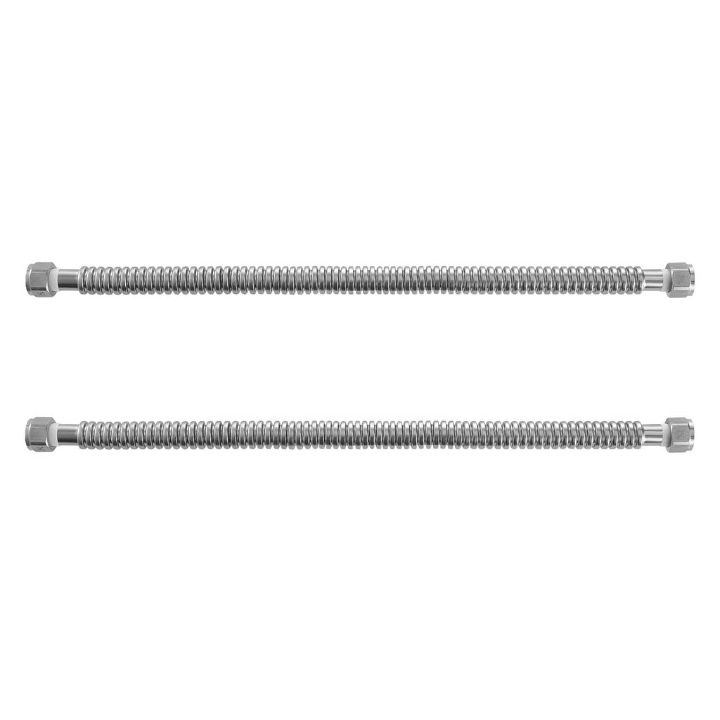 Uimoso 24-inch flex water heater connector kit, two straight braided hoses with metal ends
