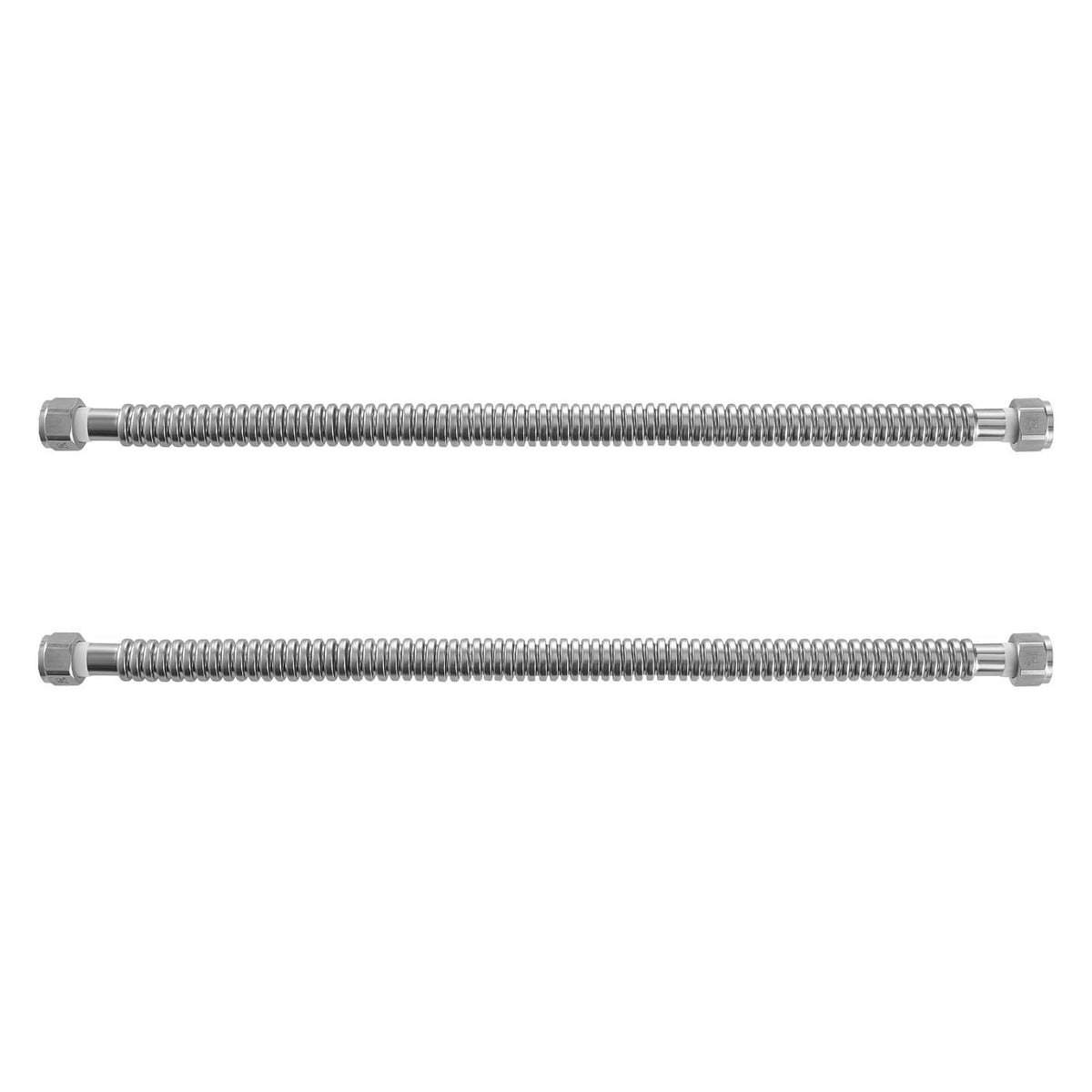 Uimoso 24-inch flex water heater connector kit, two straight braided hoses with metal ends