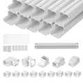 White PVC mini-split line set cover kit with straight sections, corner fittings, and end caps