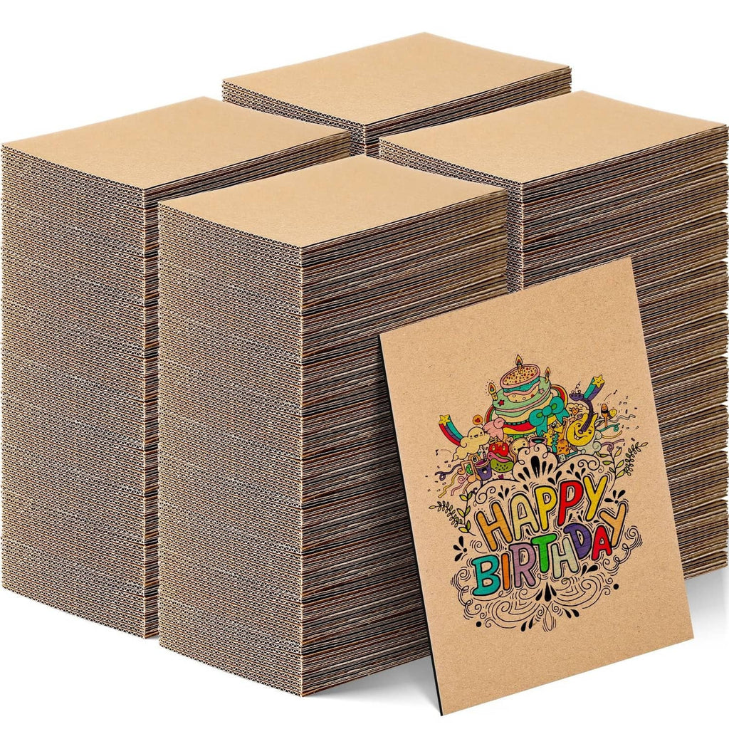Brown corrugated cardboard sheet pack, 5x7 mailer size, stacked with one card