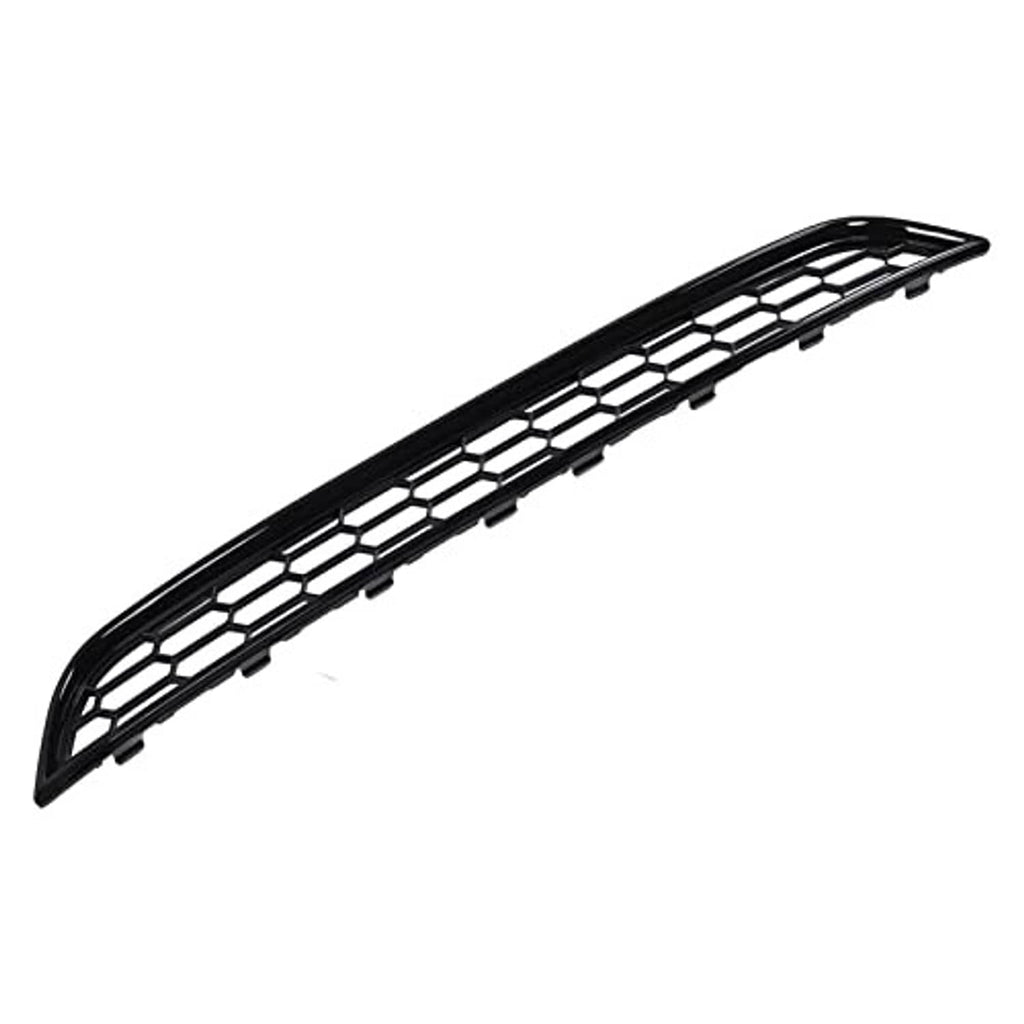 Front bumper grille with black honeycomb mesh and curved outer corners
