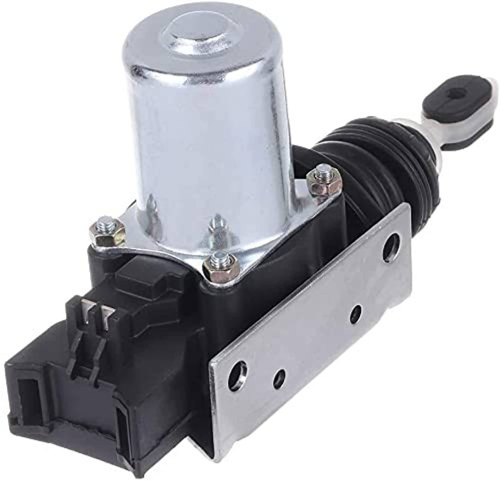 Power door lock actuator with silver cylinder, black bracket, and rod key