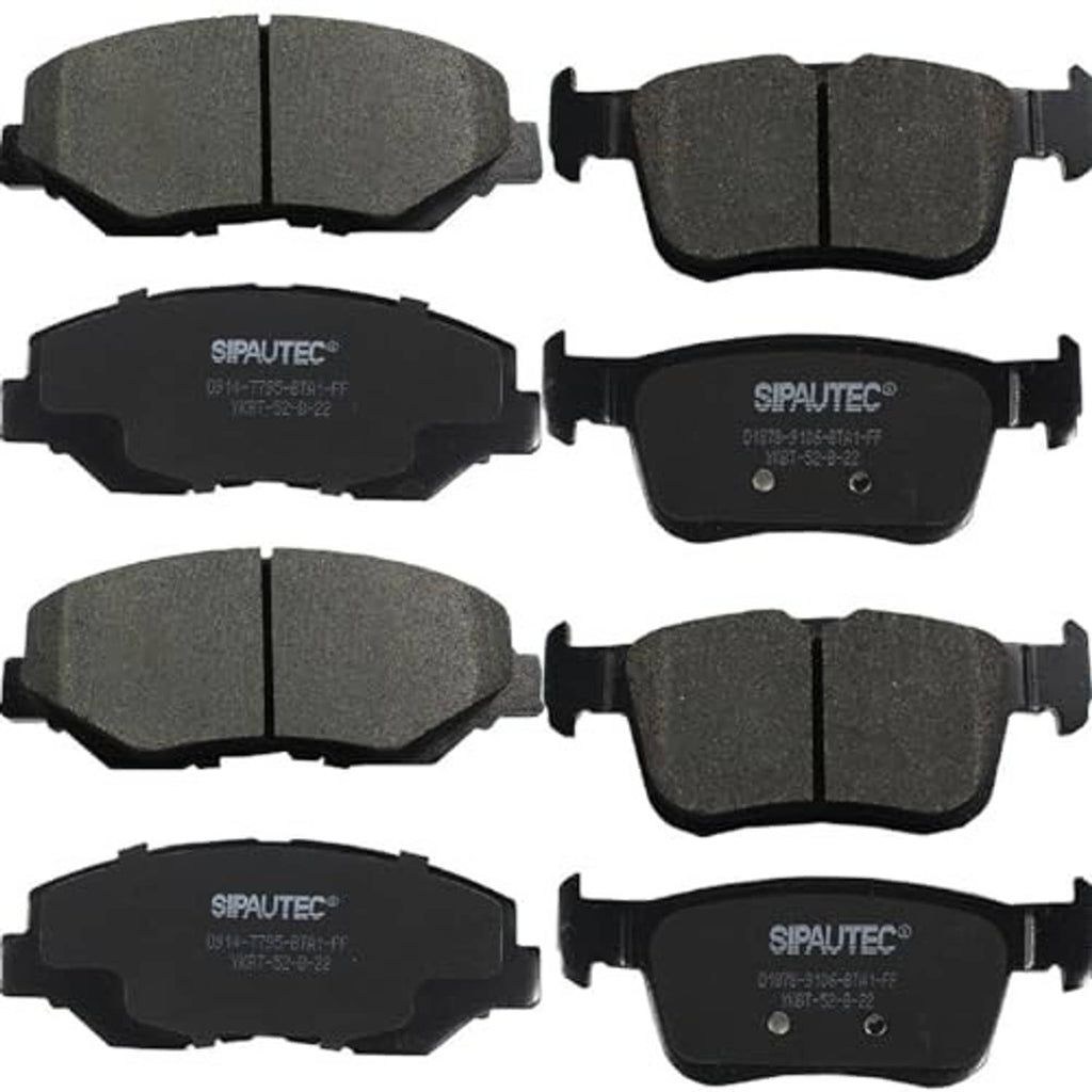 Four-piece carbon ceramic brake pad set, dark gray friction material with chamfered edges