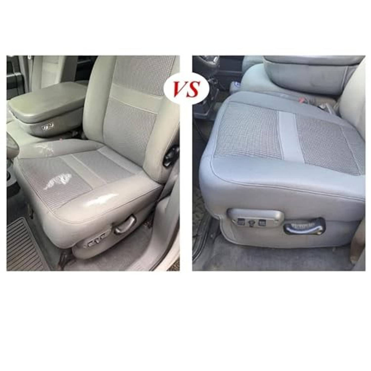 Gray seat cover showing contrast between perforated insert areas and smooth base.
