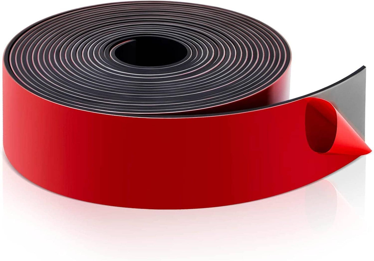 Red self-adhesive keel guard strip roll with curved end and black backing
