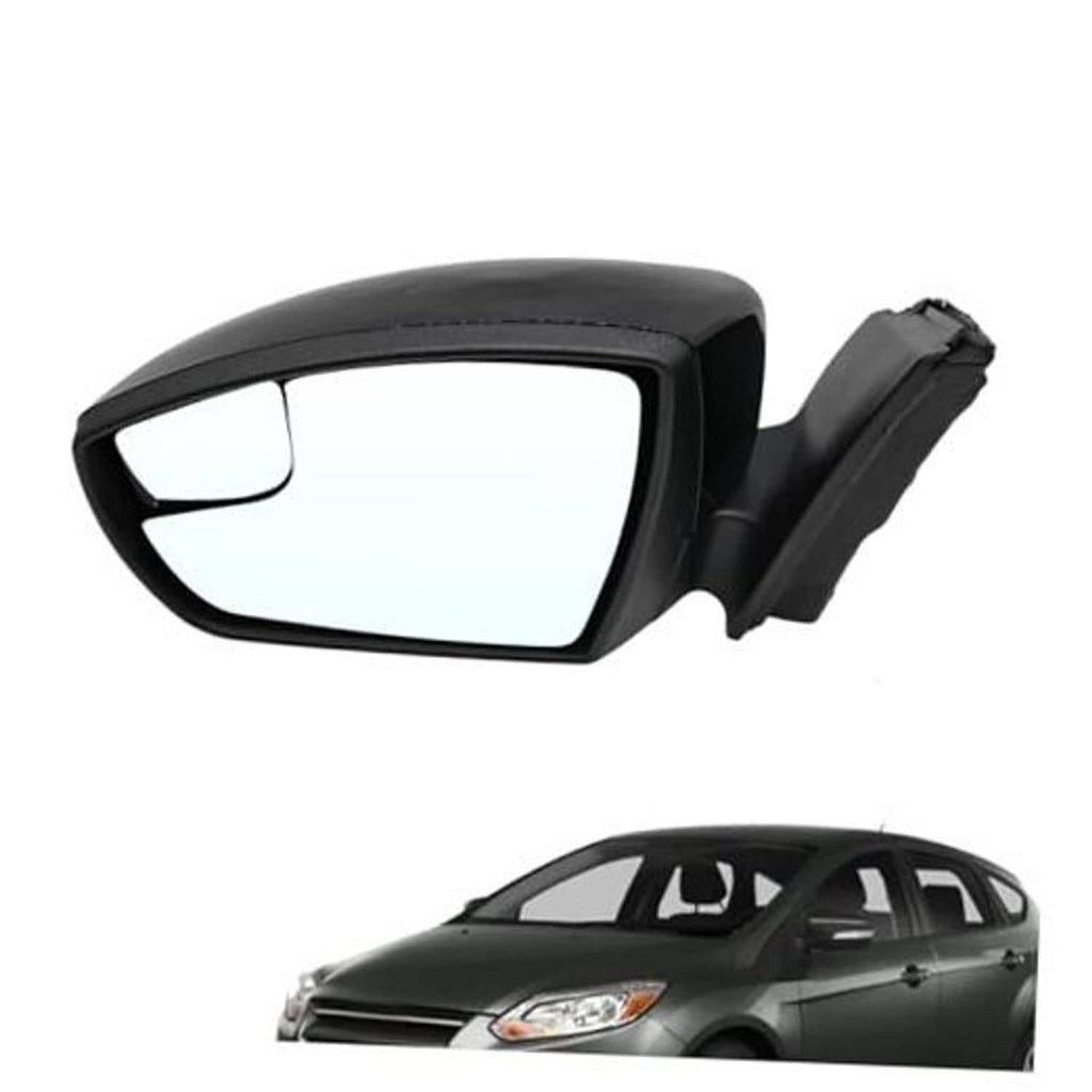 Left side mirror assembly with black housing and clear mirror glass