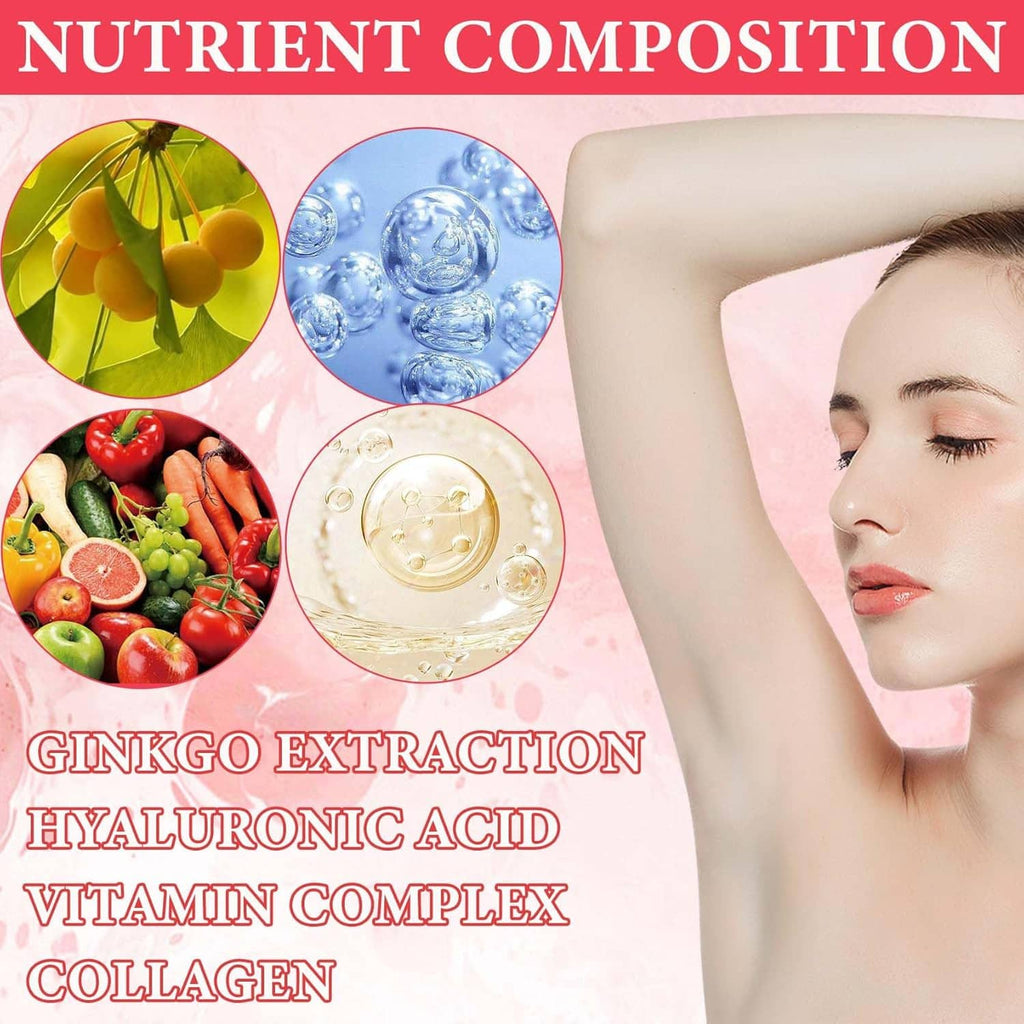 Cooling gel nutrient composition graphic with fruit, plant, bubbles, and skincare icons