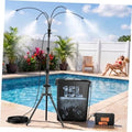 Outdoor standing mist cooling system with 4-gallon bucket and adjustable mist stand