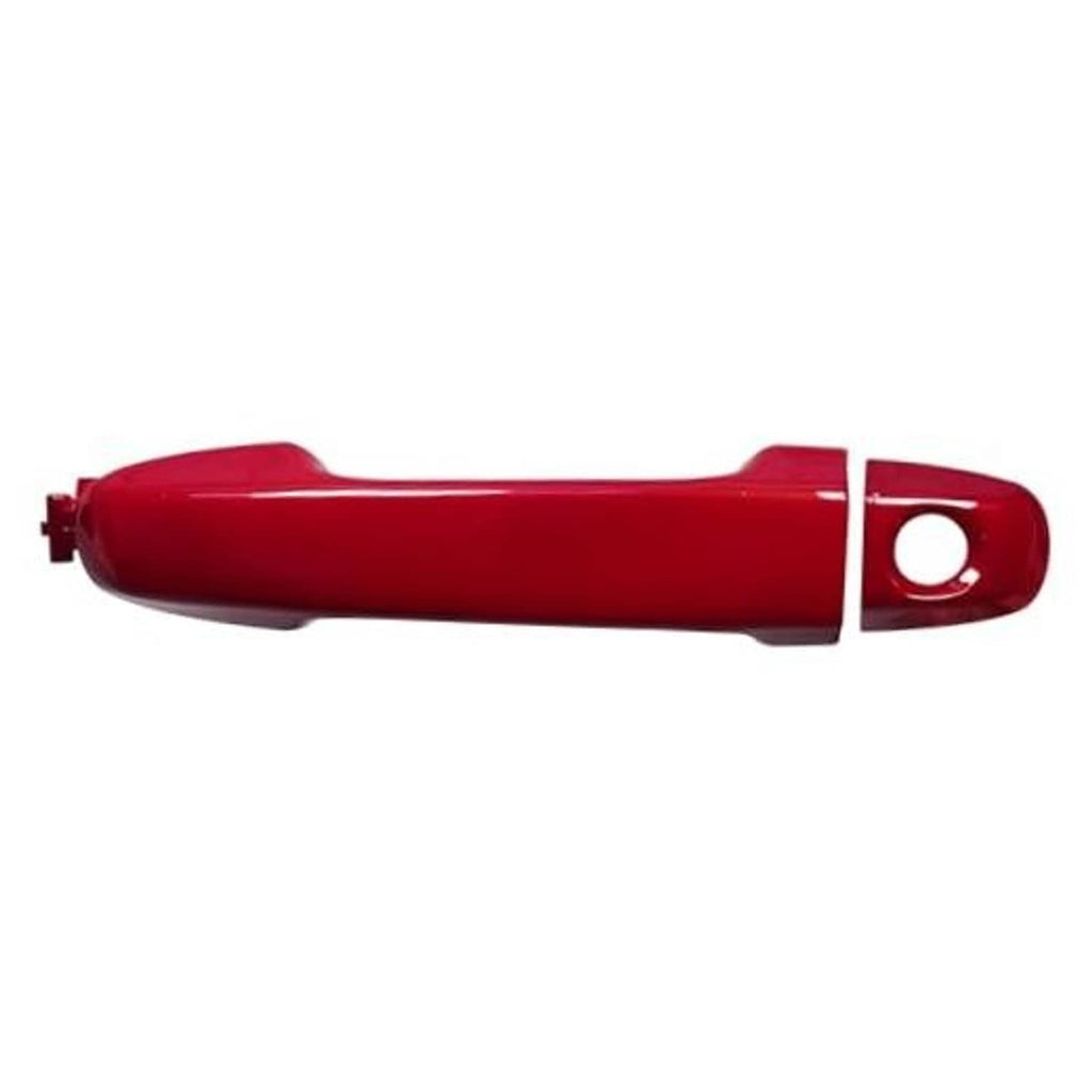 Red exterior door handle for front left door, with keyhole bezel