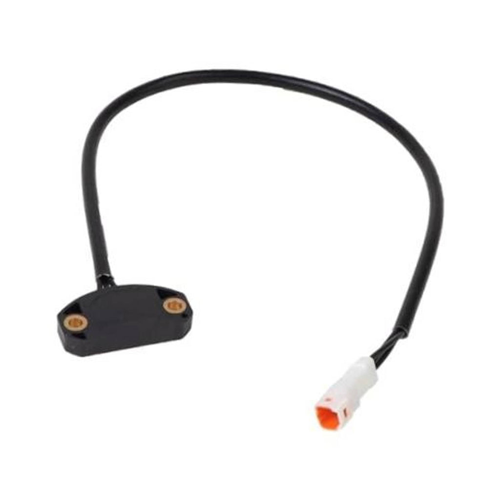 Motorcycle gearbox position sensor with black cable and white connector plug