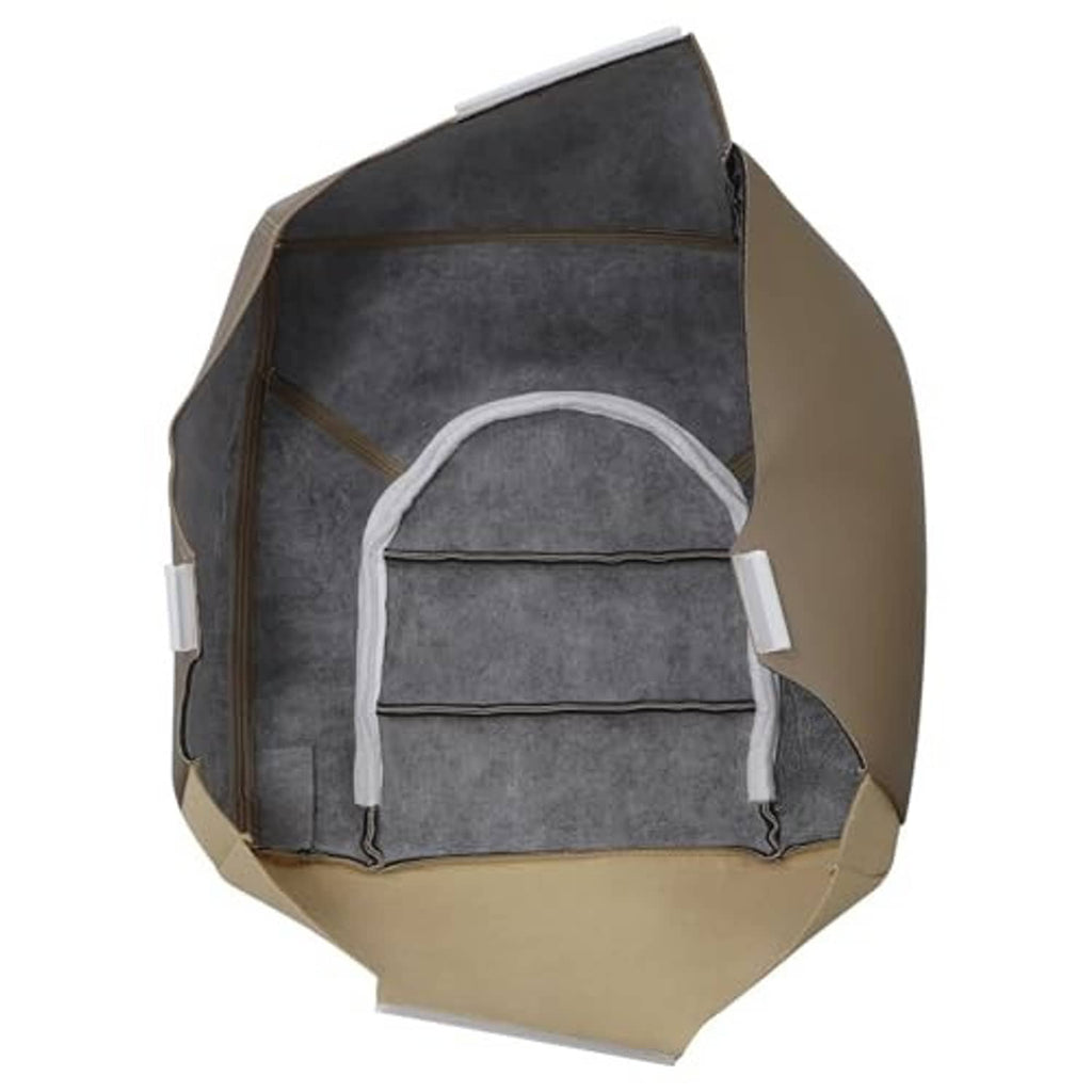 Tan seat bottom replacement cover with gray backing cushion and attachment straps