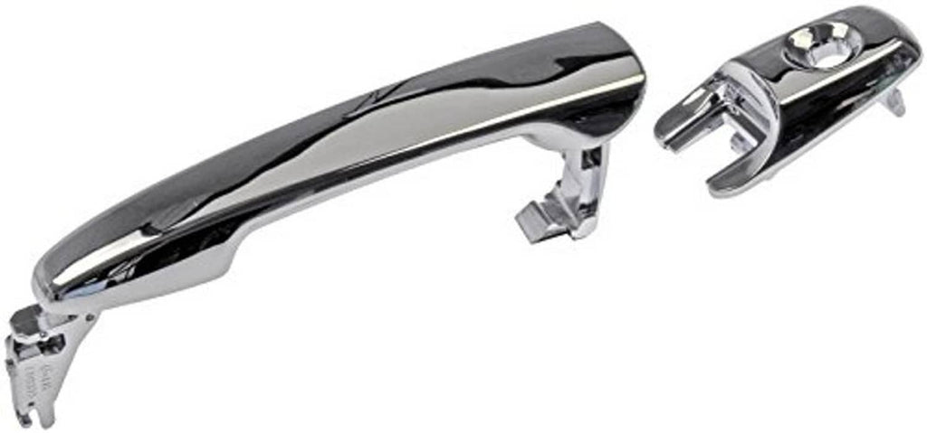 Chrome exterior door handle with lock cylinder and side mounting bracket