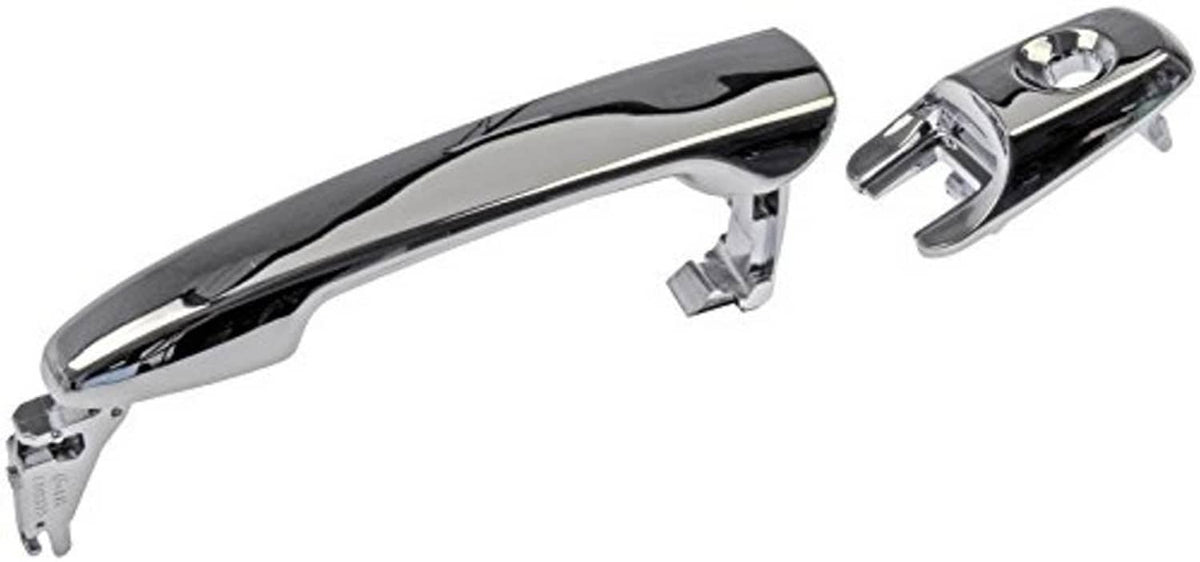 Chrome exterior door handle with lock cylinder and side mounting bracket