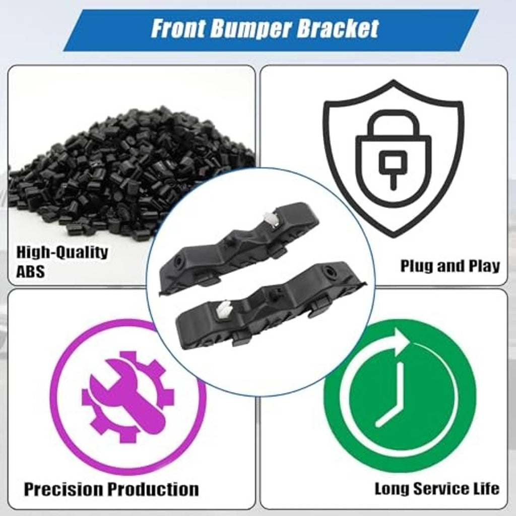 Black front bumper bracket pieces with ABS and plug-and-play icons
