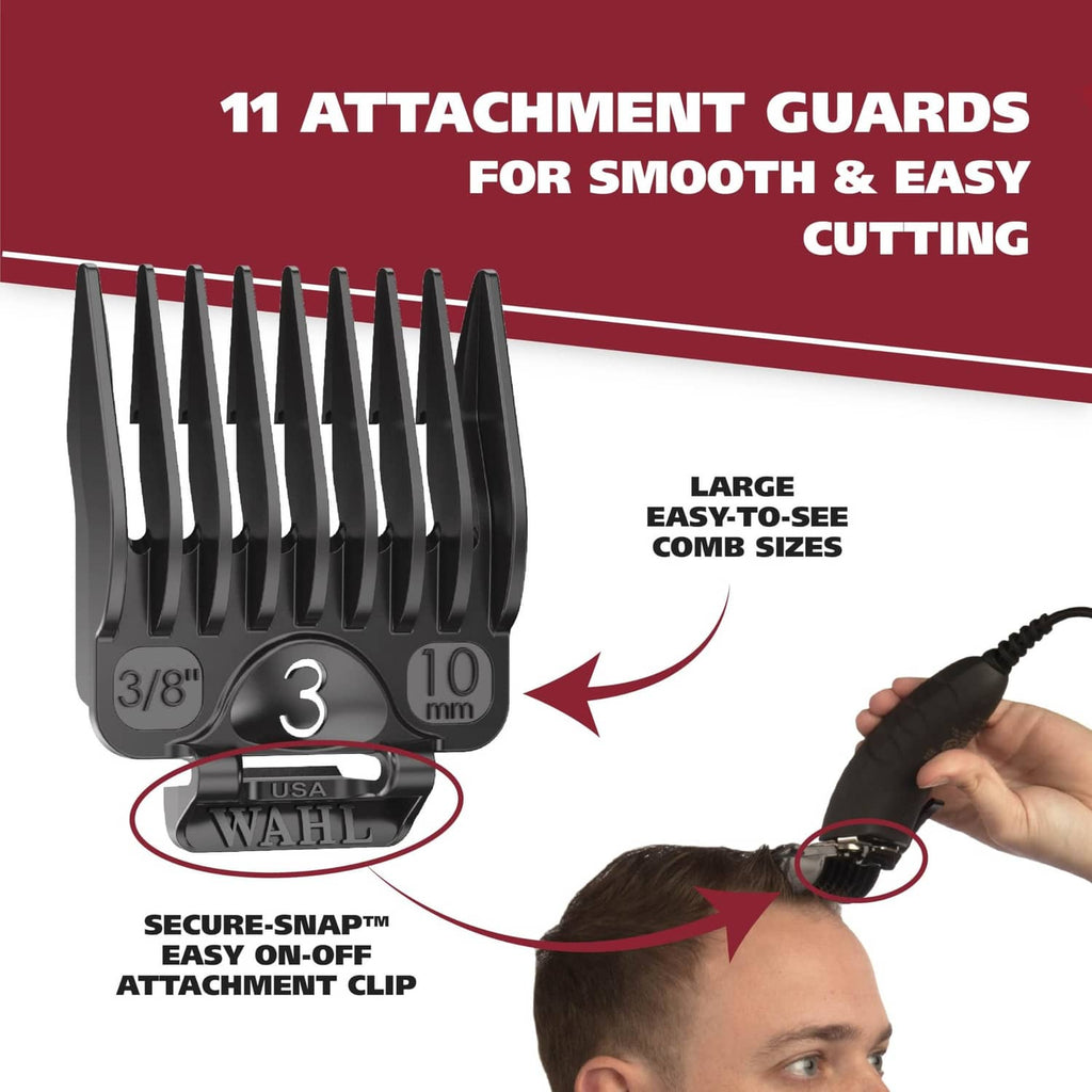 11 clipper attachment guards with secure snap-on easy attachment
