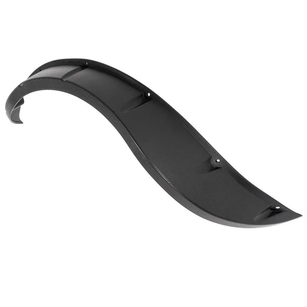 Single black curved fender flare with bolt holes and smooth molded contours.