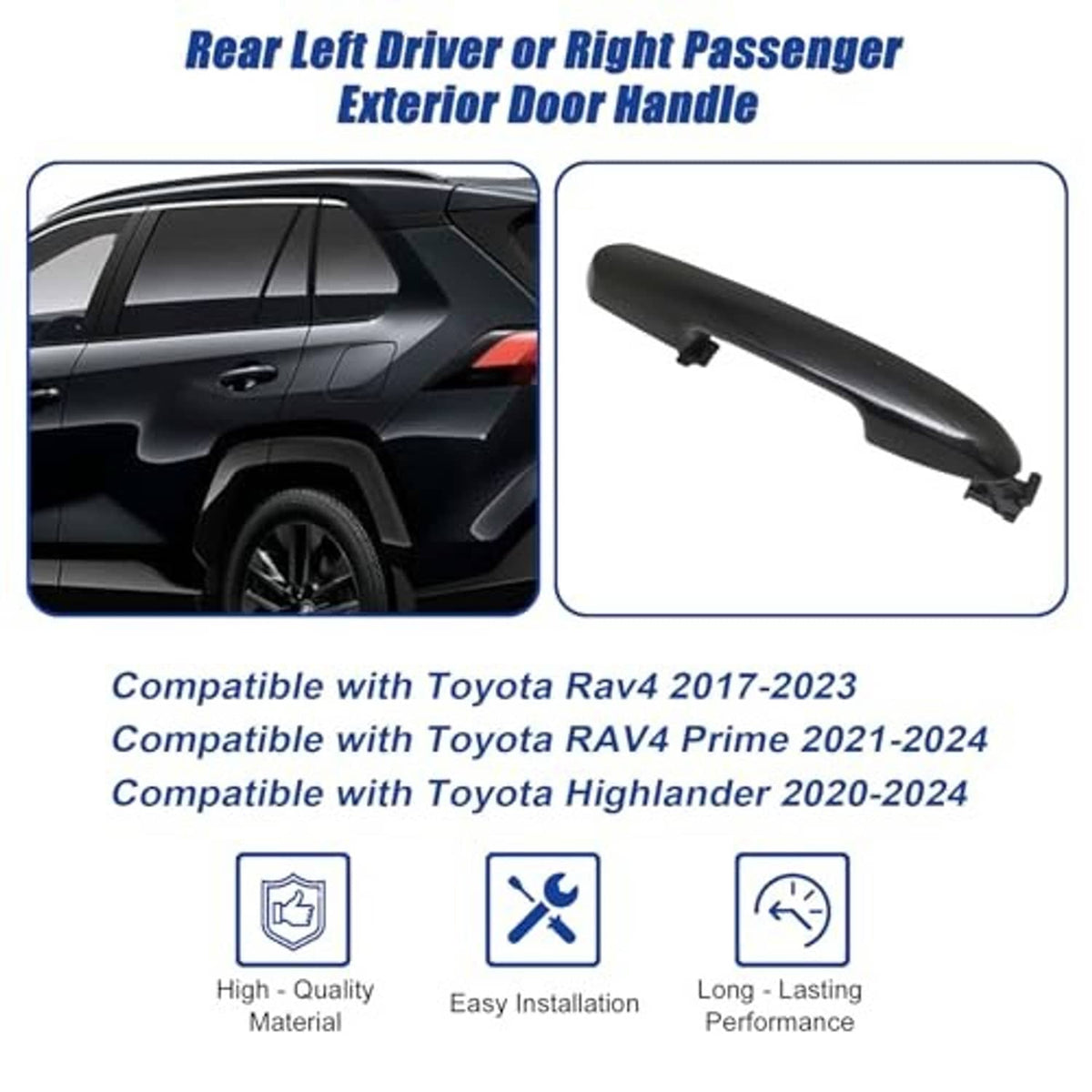 Black exterior rear door handle for left driver or right passenger