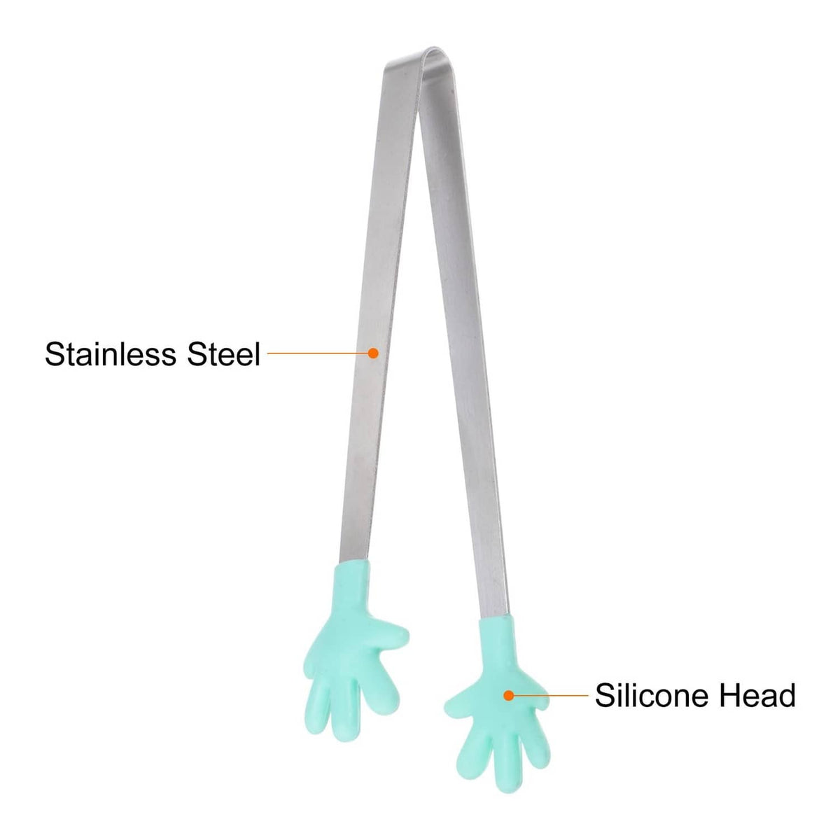 Stainless steel mini food tongs with turquoise silicone hand tips