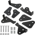 Black steel suspension lift brackets with mounting holes and included bolt hardware
