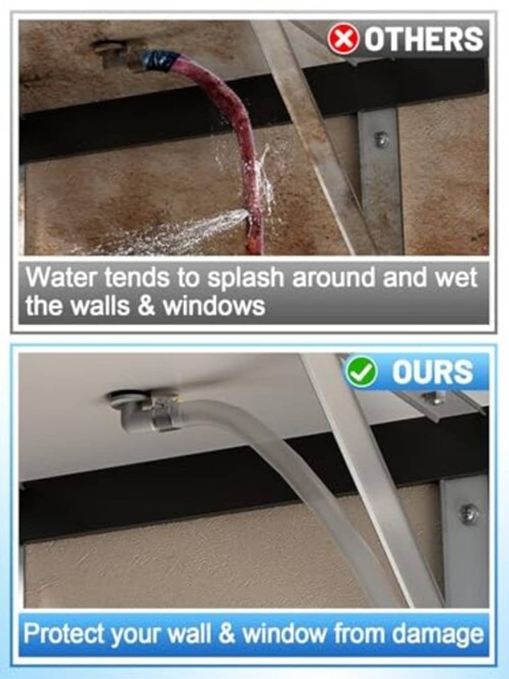 AC drain hose outlet connector to route condensate away from window unit area
