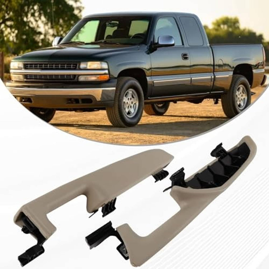 Beige door armrest with black bracket pieces, shown with matching insert
