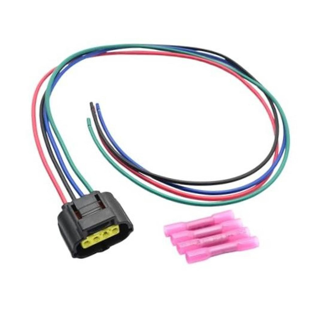 Electronic throttle body connector with multicolor wires and pink splice terminals