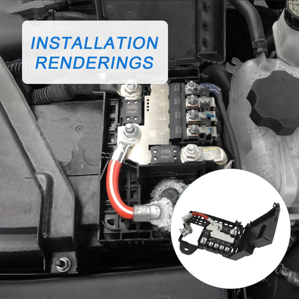 Installed fuse box terminal showing metal terminals with red and black wiring