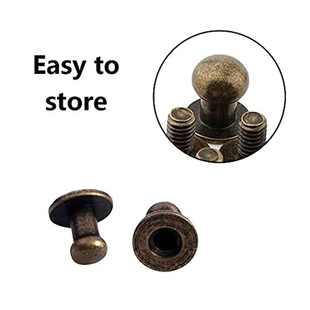 Bronze round head Phillips screw studs with threaded shafts, grouped set