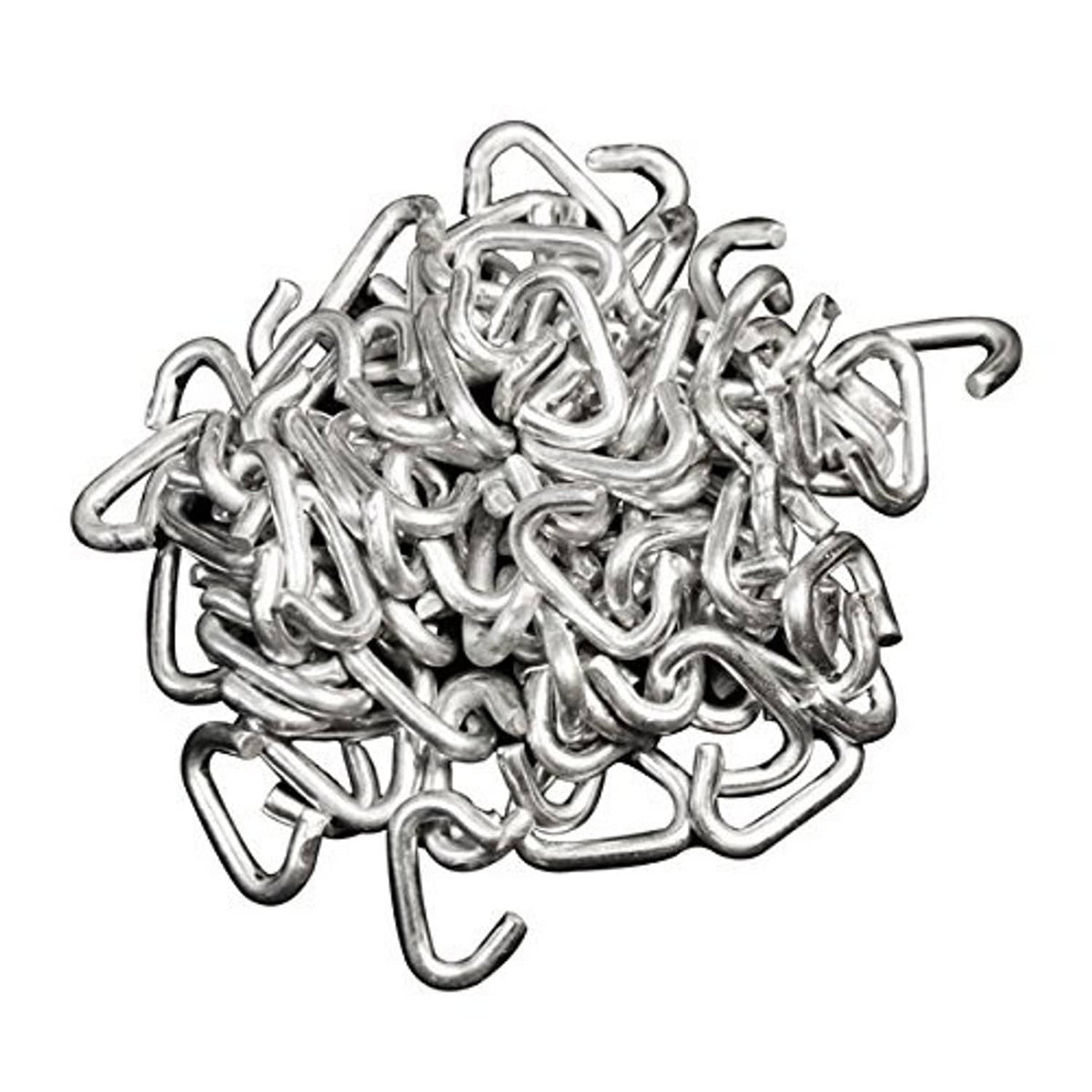 1/2 in galvanized steel hog rings, shown as a pile of metal C-clips