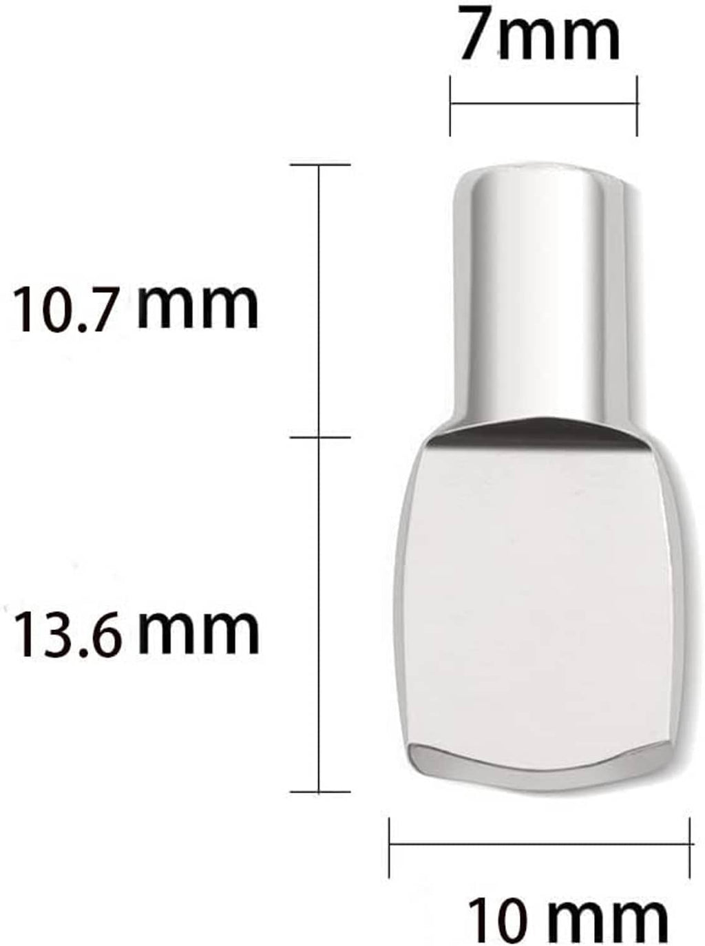 7mm spoon-shaped shelf peg dimensions: 7mm top width, 10mm base, 13.6mm height