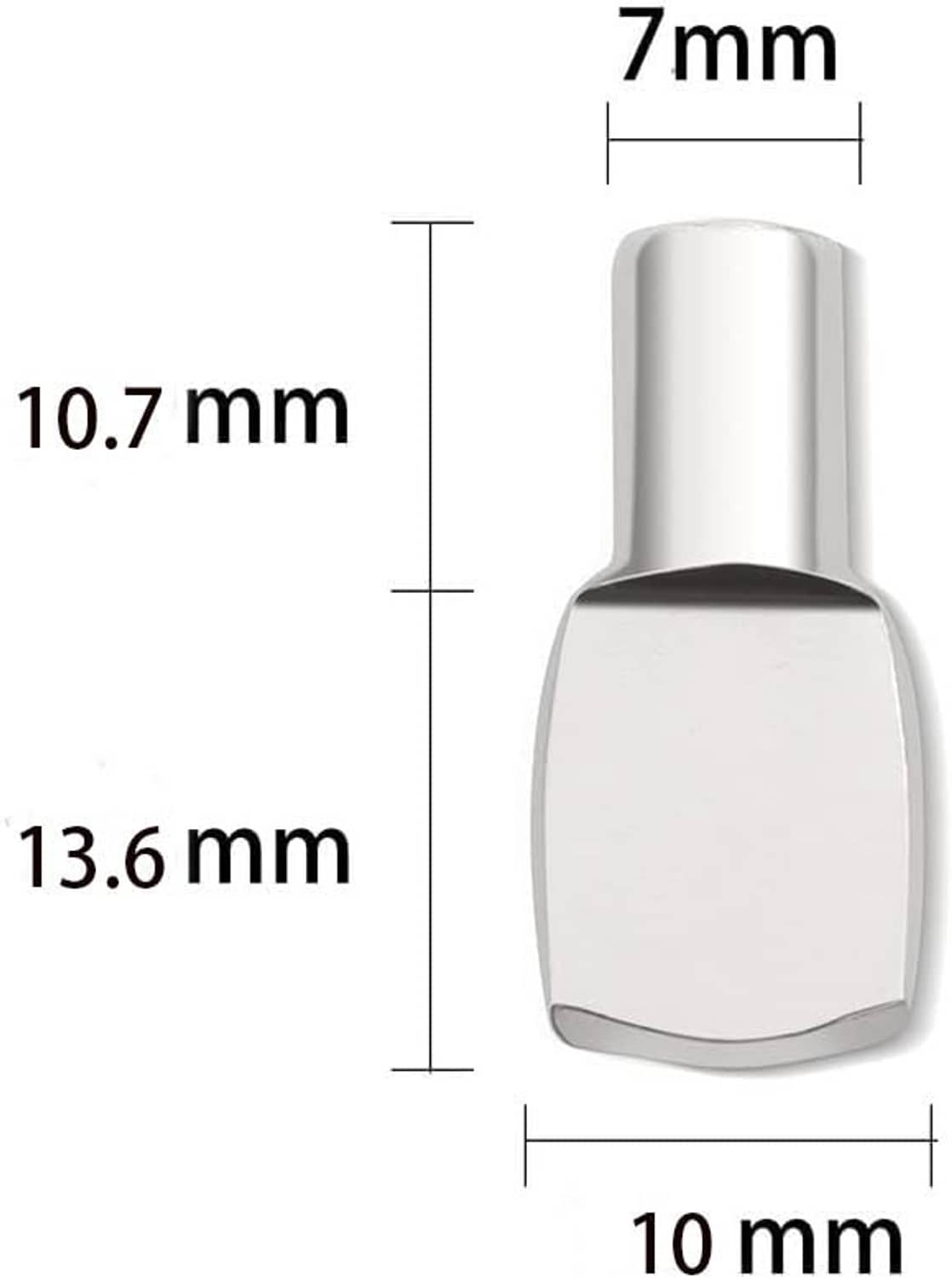 7mm spoon-shaped shelf peg dimensions: 7mm top width, 10mm base, 13.6mm height