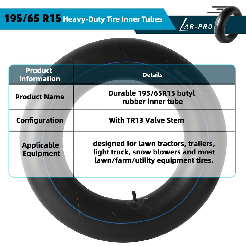 Black inner tube with blue rim marking and TR13 valve stem, front view