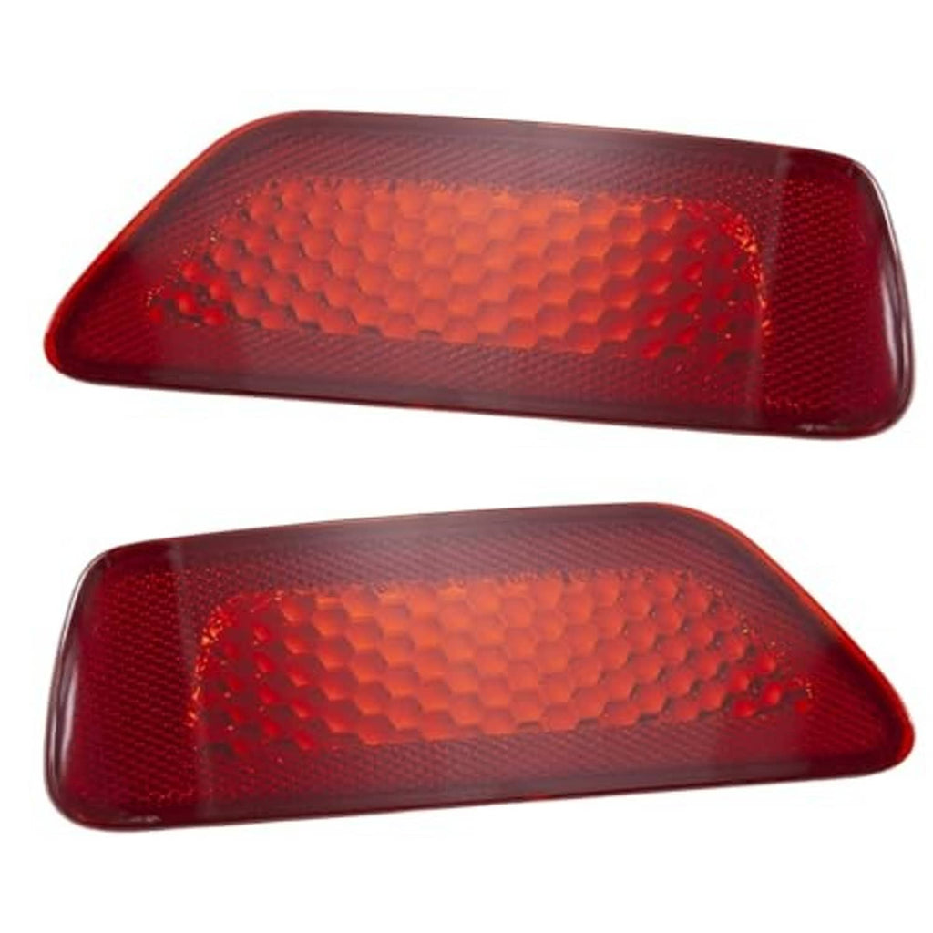 Set of two red rear bumper reflector lenses with textured surface