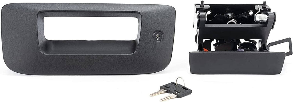 Black tailgate lock handle and separate lock assembly with two keys