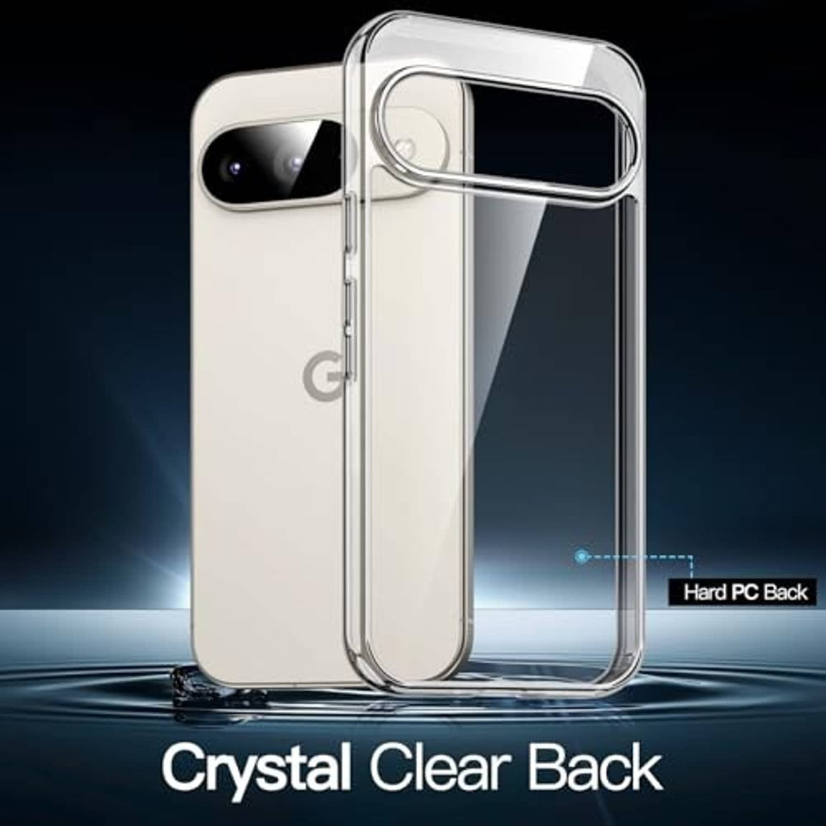Clear crystal case with flexible TPU bumper and protected camera area for Pixel 9/9 Pro