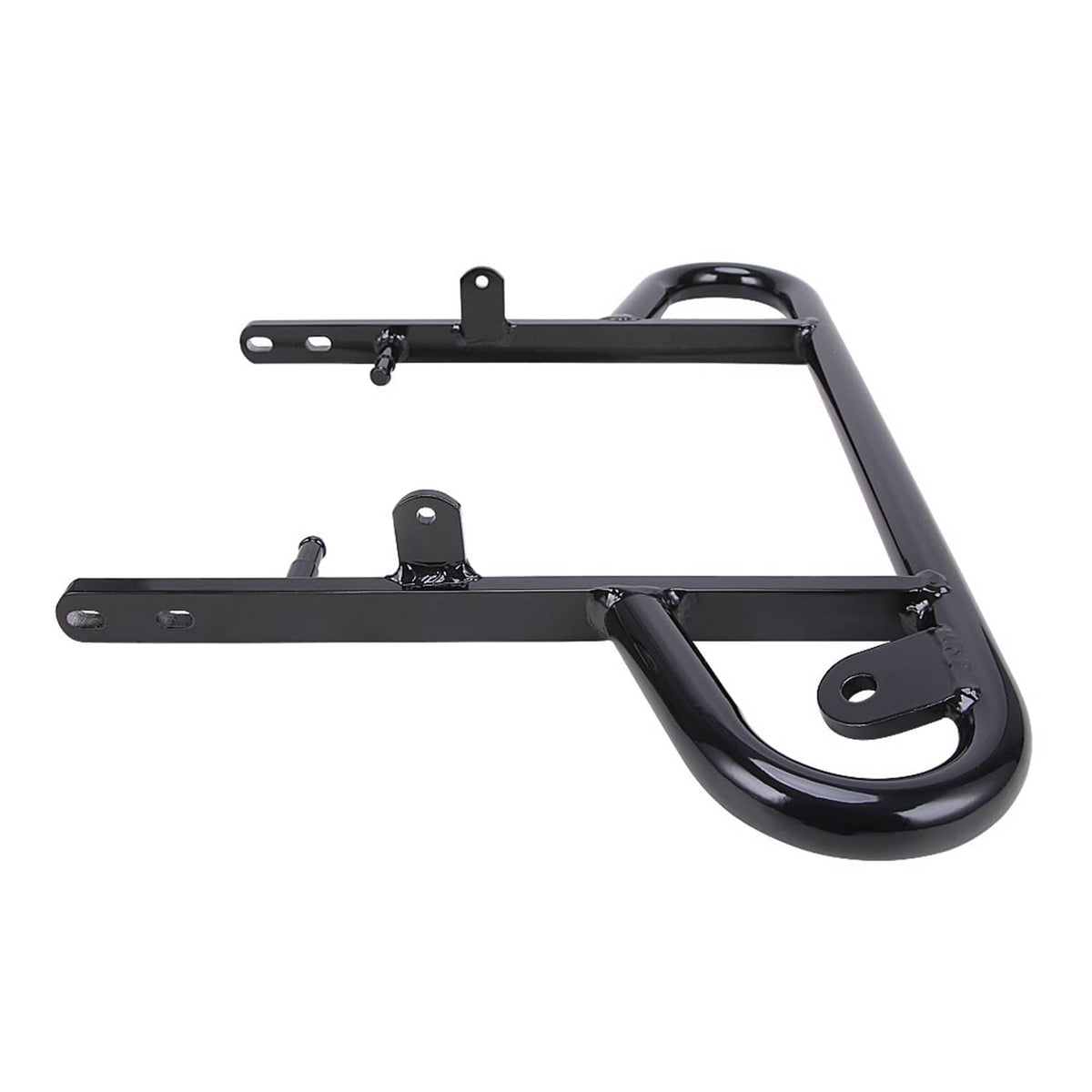 Black aluminum rear bumper kit with grab-bar style guard and mounting brackets