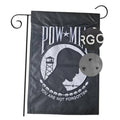 Double-sided embroidered garden flag, dark gray with POW*MIA profile emblem