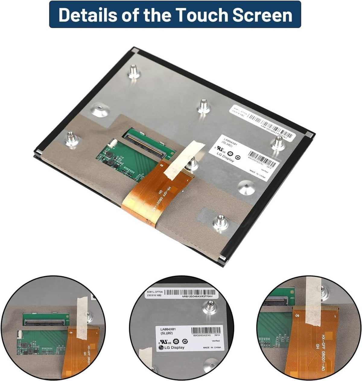 Back side of 8.4-inch Uconnect LCD touch screen with circuit board and flex cable
