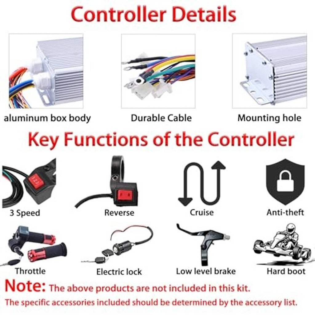 Electric motor controller with aluminum casing, multi-wire harness, and mounting holes