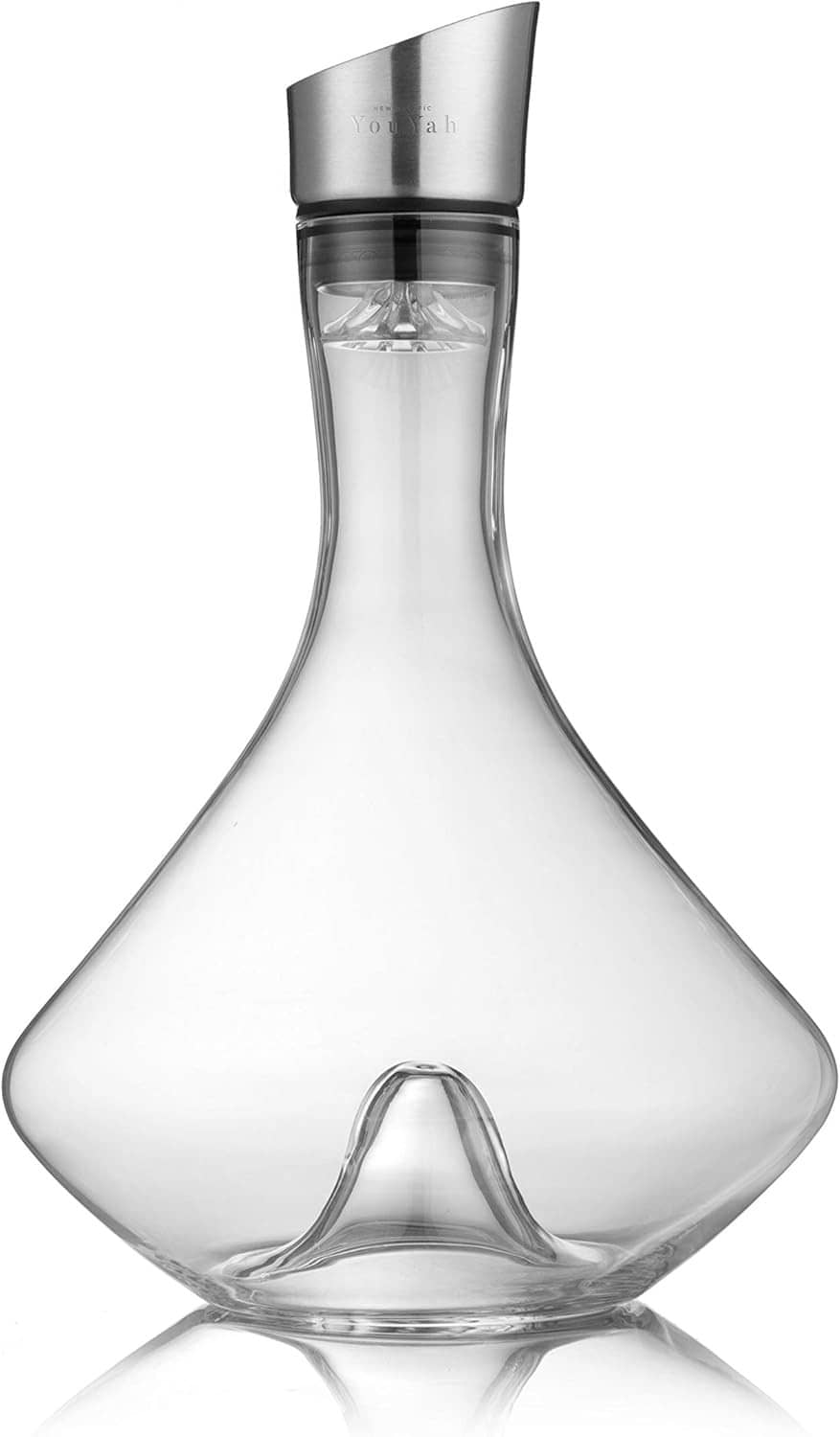 Clear glass wine decanter carafe with hollow base