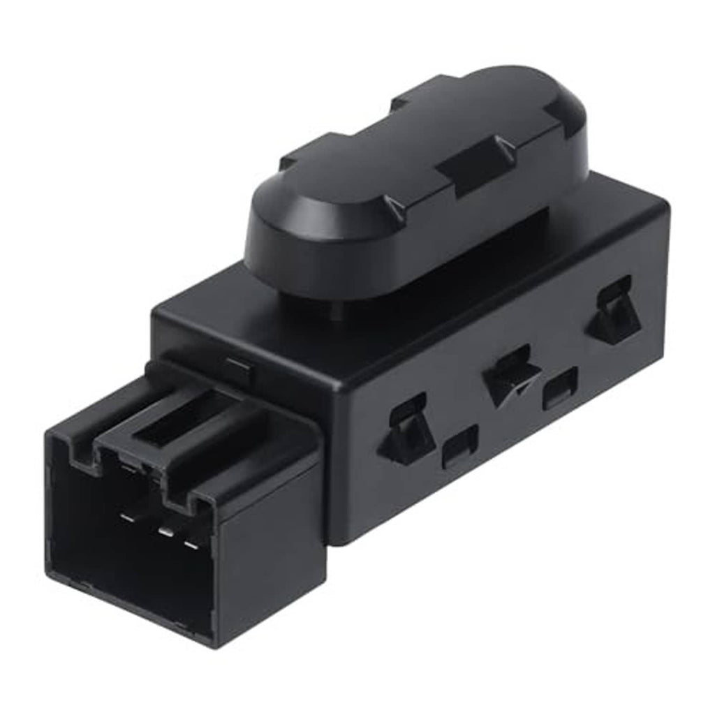 Black power seat adjustment switch, side view with control buttons and connector