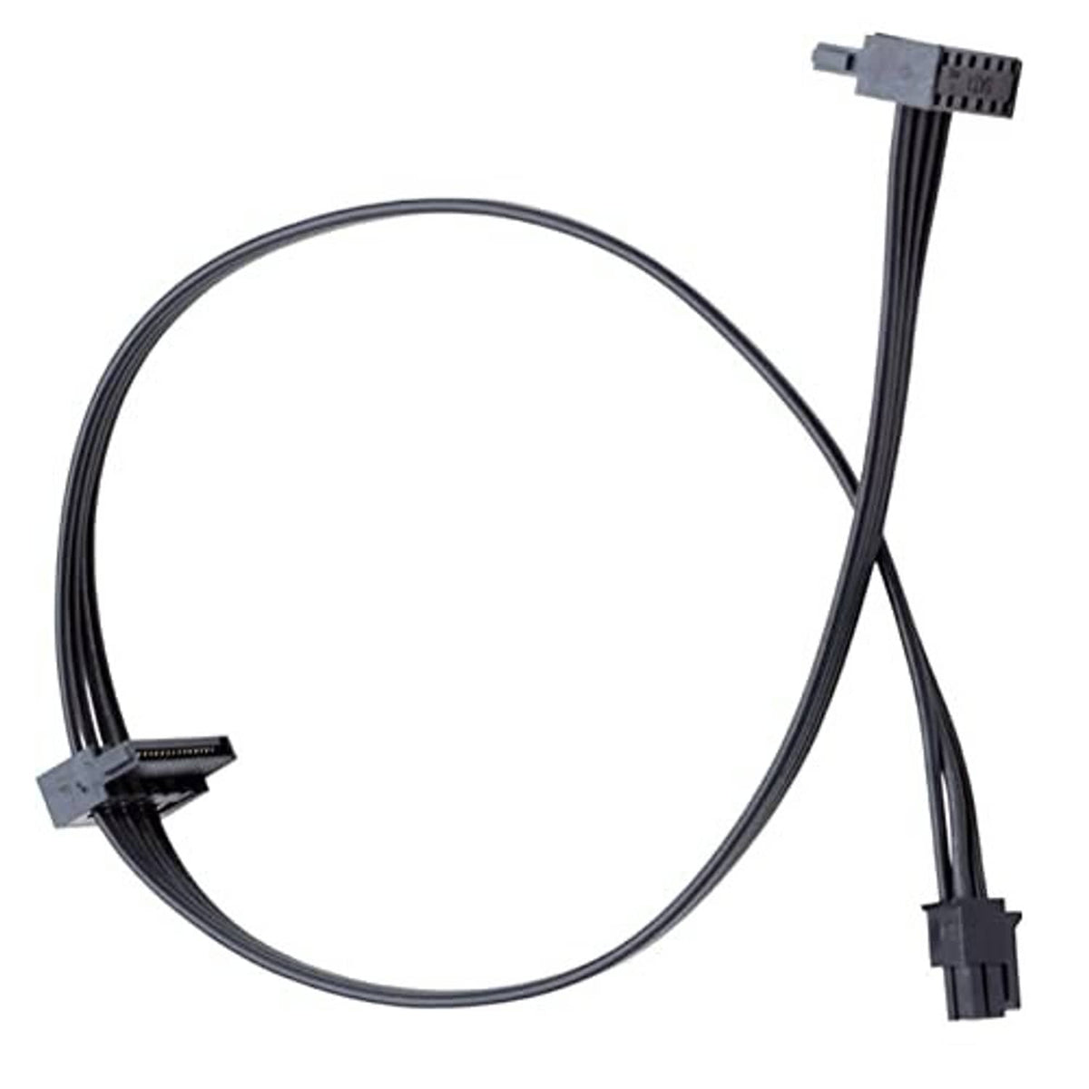Black power daisy chain cable with one ATX mini 4-pin plug and two SATA plugs