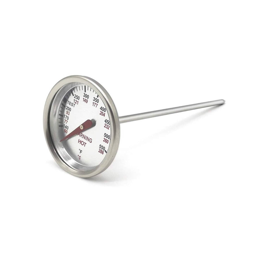 Grill thermometer replacement with round stainless dial and long metal probe, °F/°C scale