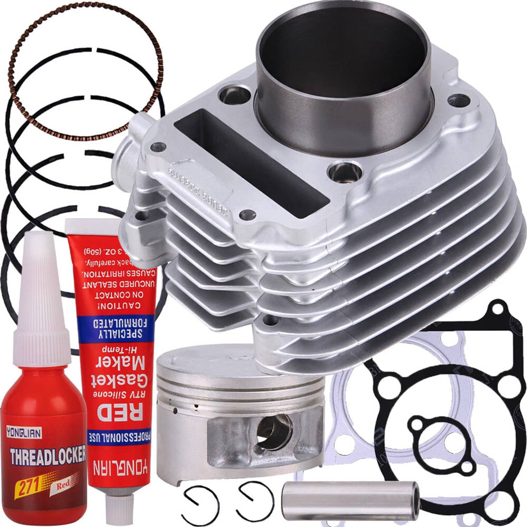 ATV cylinder top-end kit with piston, rings, gaskets, wrist pin, and sealant