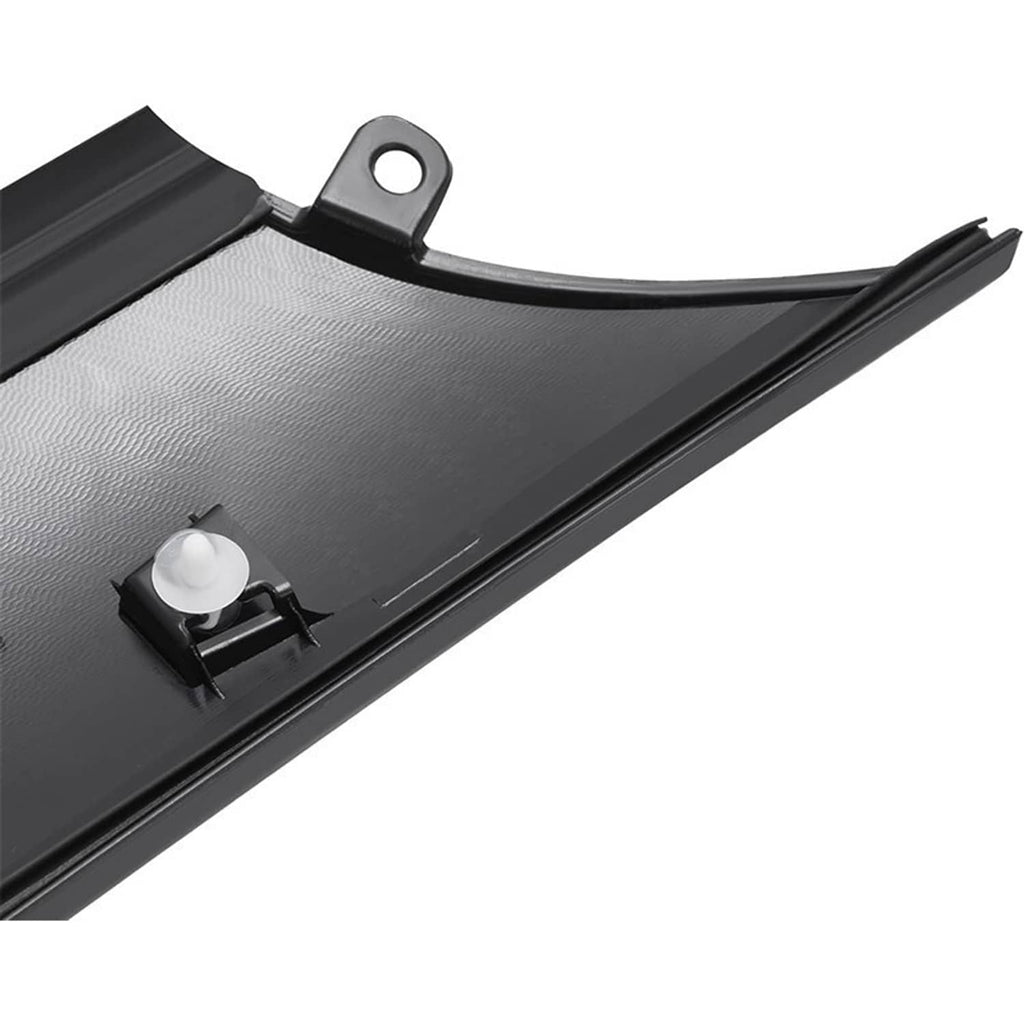 Windshield pillar trim molding, dark gray/black curved edge with mounting nub