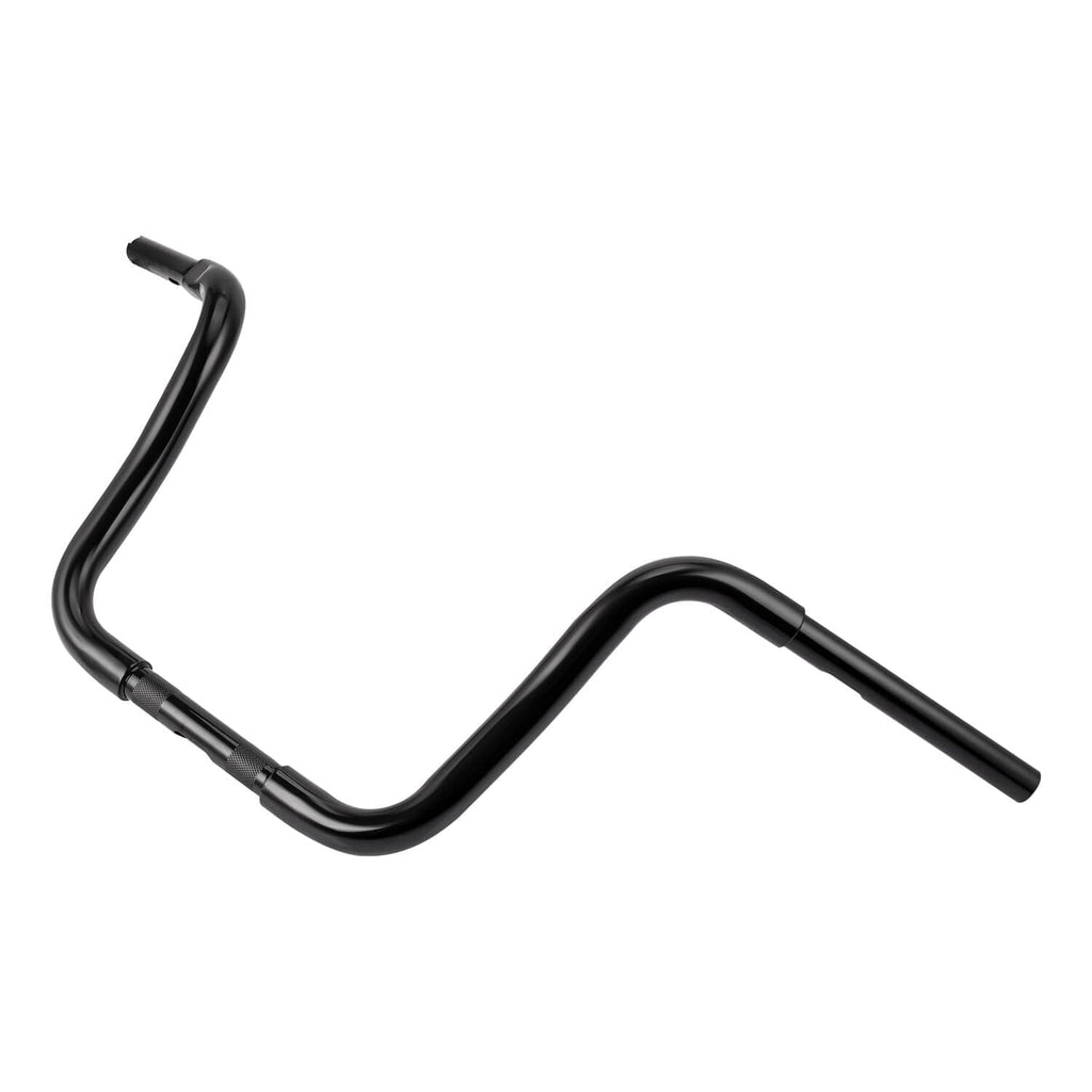 Black 12 in ape-hanger handlebars with curved S-shape and mounting brackets