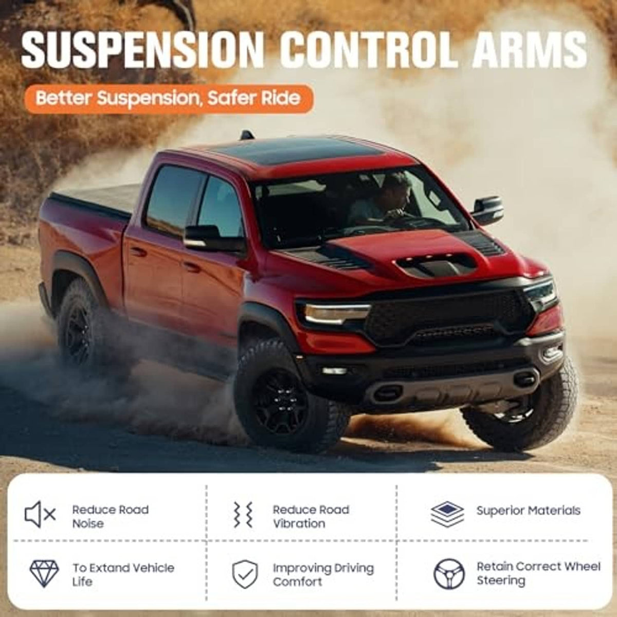 Front suspension control arms for better ride, safer driving, and reduced noise
