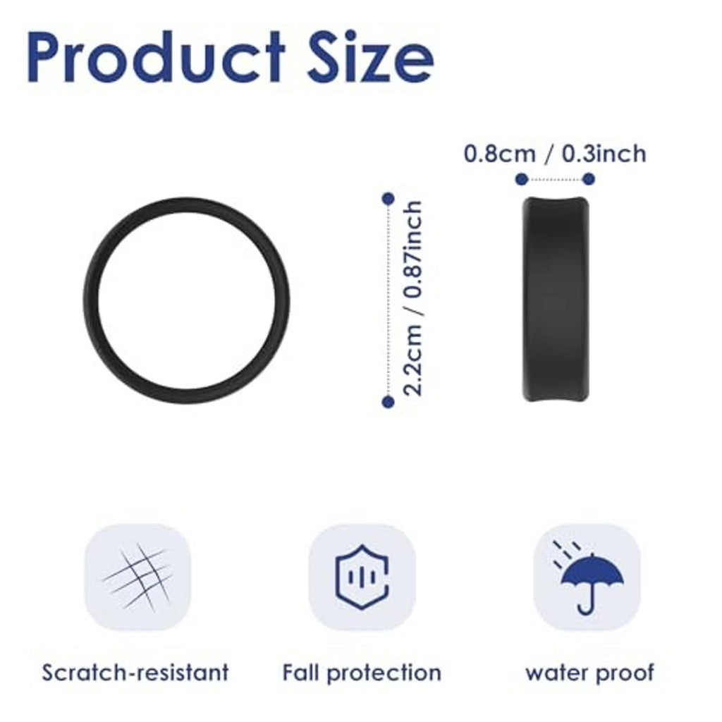 Silicone ring cover size diagram with black ring and height/width measurements